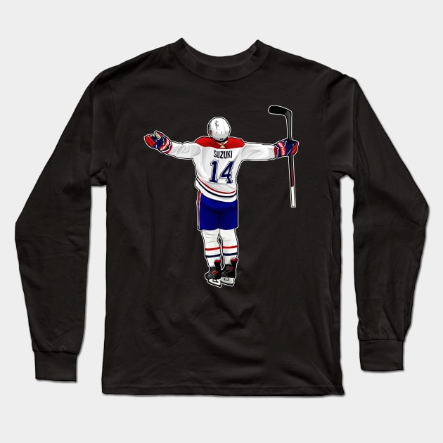 Nick Suzuki #14 Reaction Long Sleeve T-Shirt by 40yards